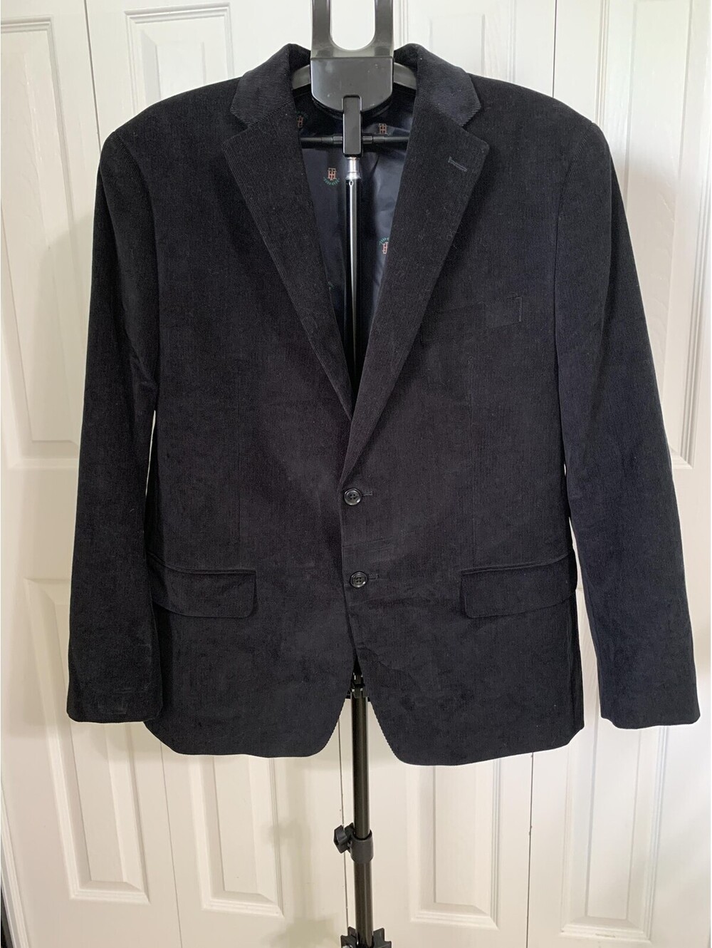 Tommy Hilfiger Sport Coat Mens 42 Blue Corduroy Elbow Patch Blazer Casual Jacket